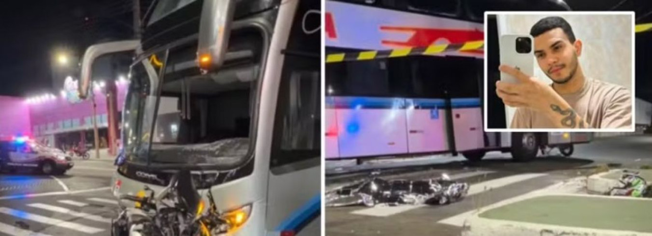 Motociclista de 25 anos morre após colisão com ônibus durante a madrugada