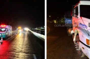 Homem morre após ser atropelado por caminhão em rodovia 