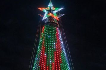 Árvore de Natal que muda de cor conforme a batida das músicas encanta Auriflama