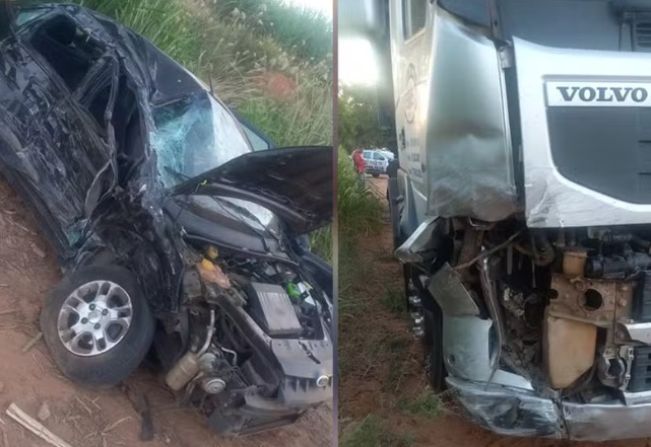 Colisão entre carro e caminhão deixa dois mortos em estrada vicinal